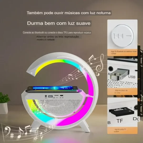 Caixa de som G-Speaker sem fio Bluetooth com LED RGB Atmosfera - Imagem 2