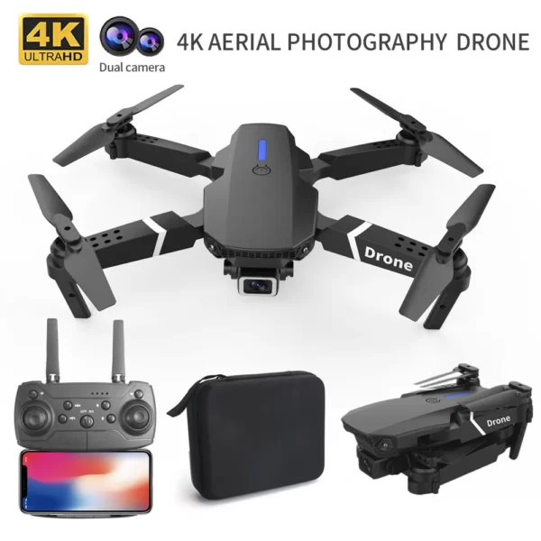 Drone profissional e88 4k, câmera hd grande angular, wi-fi, fpv, altura, dobrável, quadricóptero rc, helicóptero, brinquedos infantis sem câmera