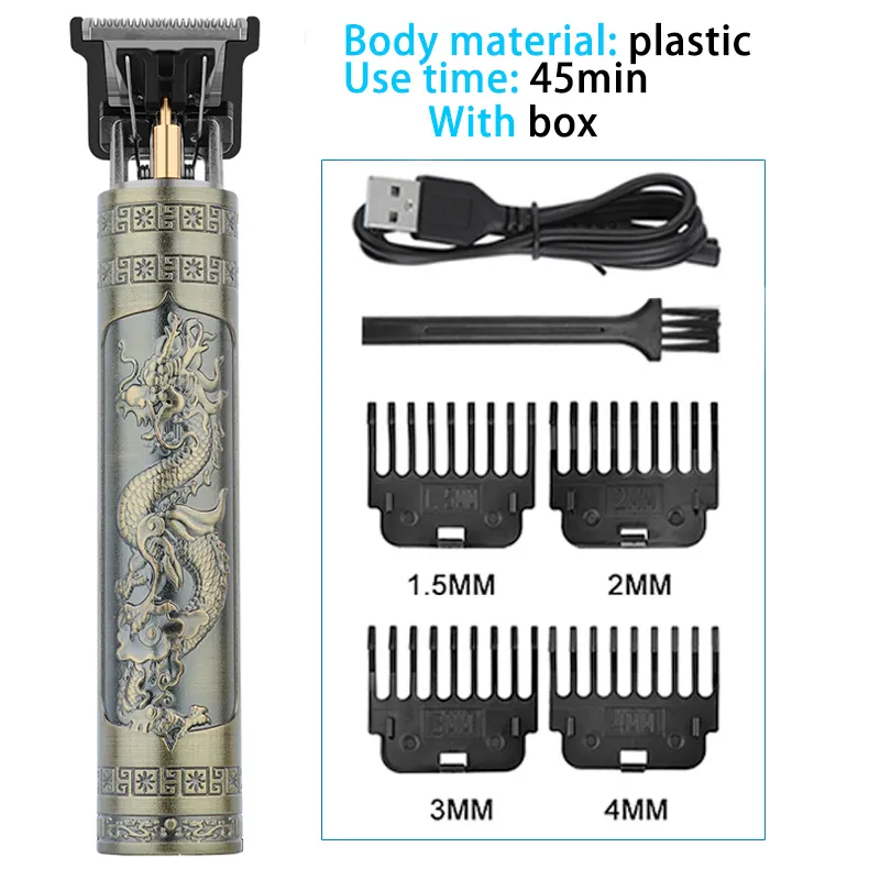 Máquina de cortar cabelo elétrica sem fio vintage T9, aparador de barbeiro profissional para homens, barbeador e barba mais leve - Imagem 7