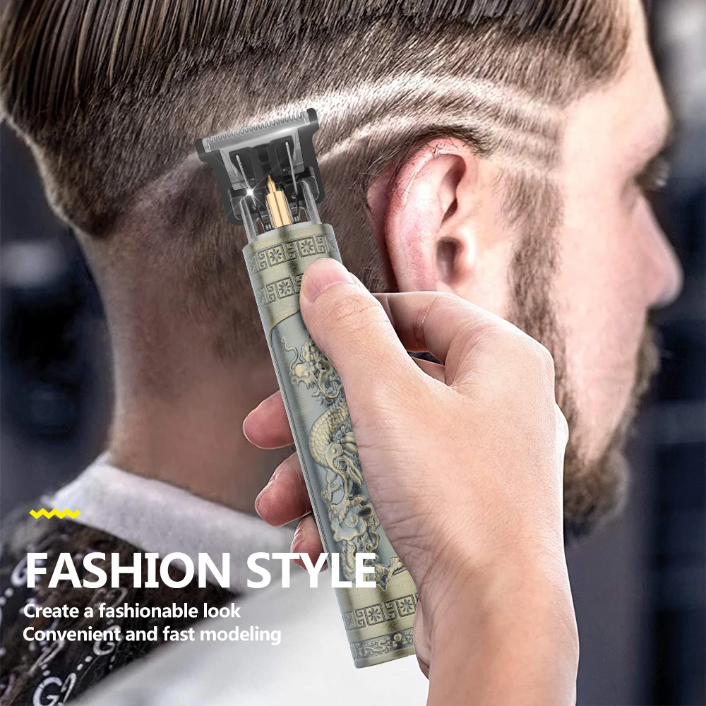 Máquina de cortar cabelo elétrica sem fio vintage T9, aparador de barbeiro profissional para homens, barbeador e barba mais leve - Imagem 2