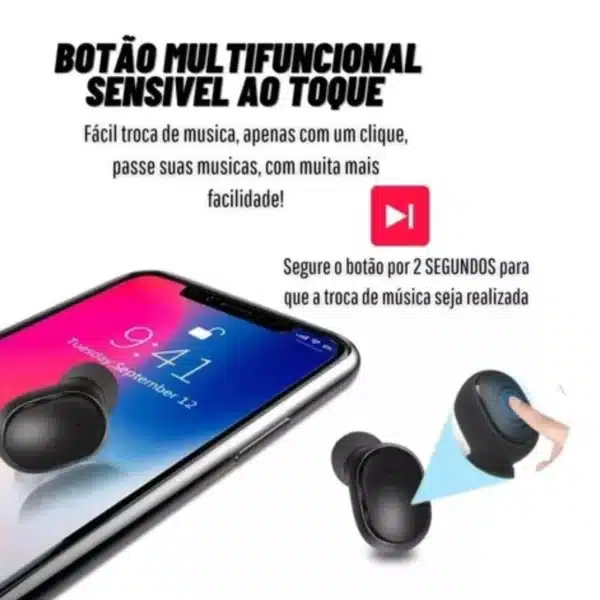 Fone De Ouvido Dual Led Bluetooth 5.0 Airdots Air Sem Fio - Preto - Imagem 2